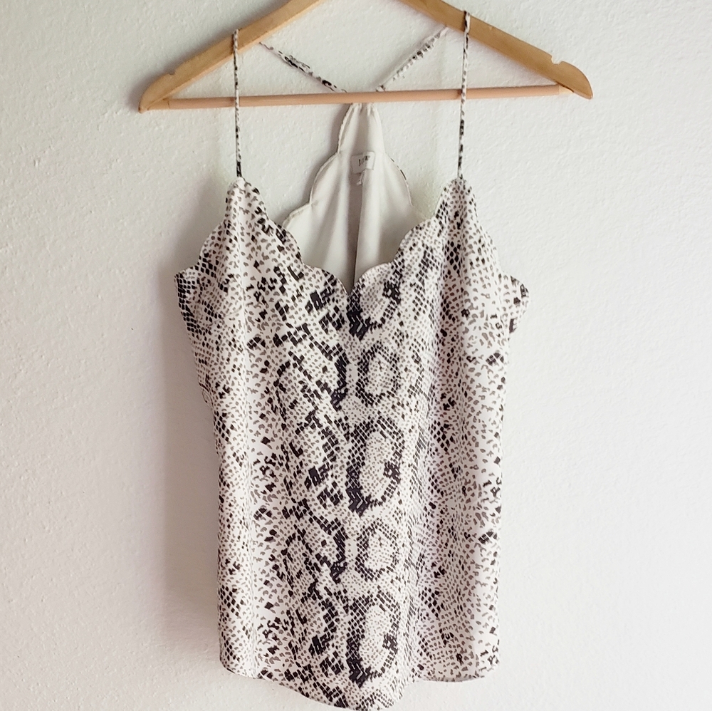J Crew Snakeskin Scallop Racerback Tank Size 6 Small/Medium Reptile Anim…